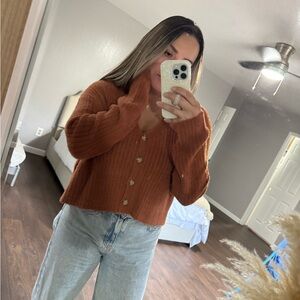 Rust Button-Up Cardigan